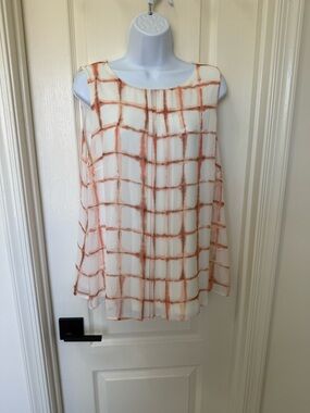 Apt. 9 Cream and Orange Pleated Lined Pleated Blouse NWT
